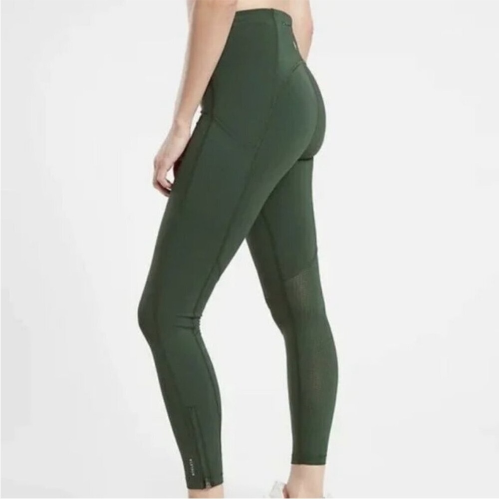 Athleta Ultimate Run 7/8 Tight Green Ankle Zip New